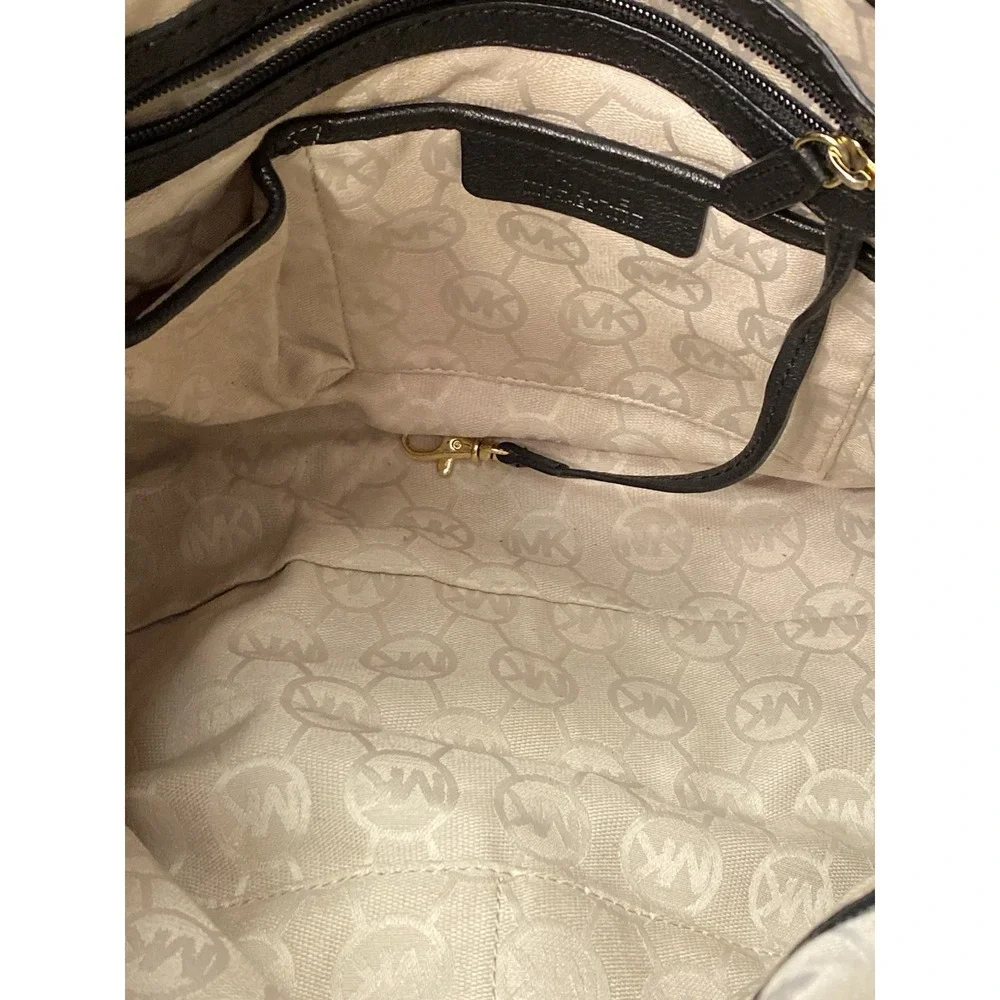 Michael Kors black leather handbag Gold Chain Handle Multi Pockets Dust bag